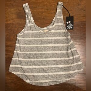 NWT Chaser Grey and White Striped Tank Size S